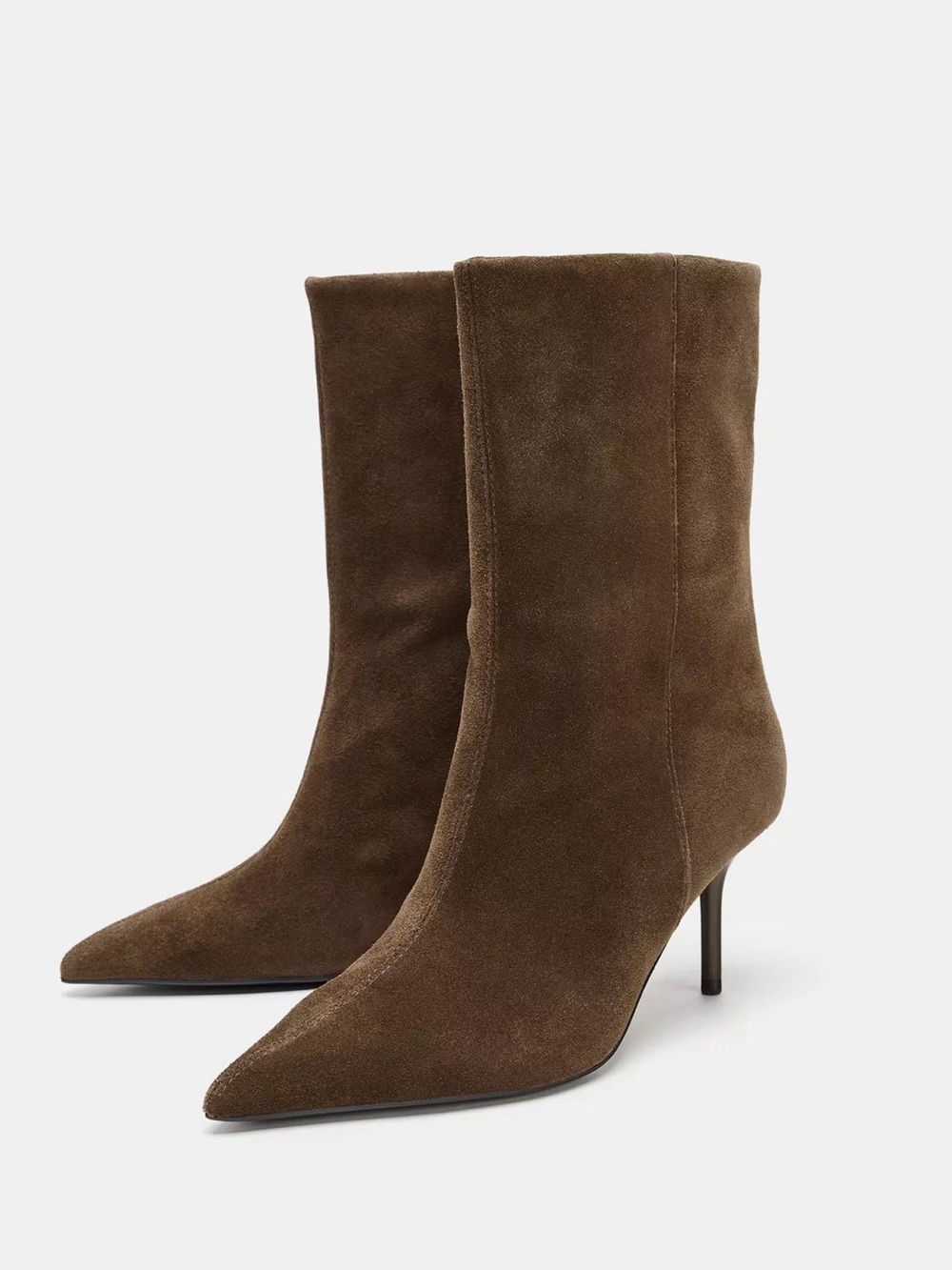 Zara Leather Heeled Ankle Boots